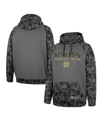 Men's Colosseum Charcoal Notre Dame Fighting Irish Oht Military-Inspired Appreciation Camo Stack Raglan Pullover Hoodie