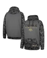 Men's Colosseum Charcoal Iowa Hawkeyes Oht Military-Inspired Appreciation Camo Stack Raglan Pullover Hoodie