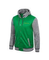 Men's Colosseum Green Oregon Ducks Robinson Hoodie Full-Snap Jacket