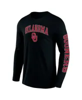 Men's Fanatics Black Oklahoma Sooners Distressed Arch Over Logo 2.0 Long Sleeve T-shirt