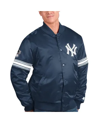 Men's Starter Navy New York Yankees Pick and Roll Satin Varsity Full-Snap Jacket