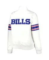 Women's Starter White Buffalo Bills Line Up Satin Full-Snap Varsity Jacket