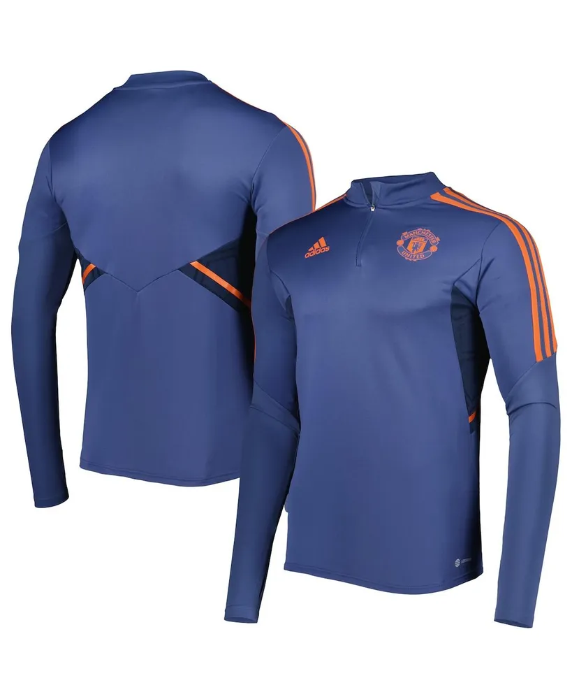 Men's adidas Navy Manchester United Team Training Aeroready Quarter-Zip Top