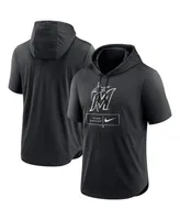 Men's Nike Black Miami Marlins Logo Lockup Performance Short-Sleeved Pullover Hoodie