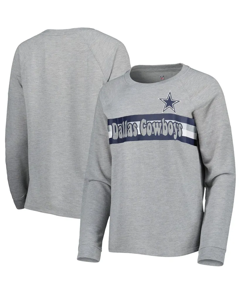 Juniors Boys and Girls Heathered Gray Dallas Cowboys All Striped Up Raglan Long Sleeve T-shirt