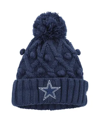 Big Girls New Era Navy Dallas Cowboys Toasty Cuffed Knit Hat with Pom