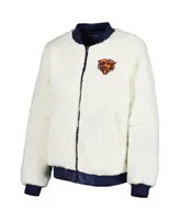 Women's G-iii 4Her by Carl Banks Oatmeal, Navy Chicago Bears Switchback Reversible Full-Zip Jacket