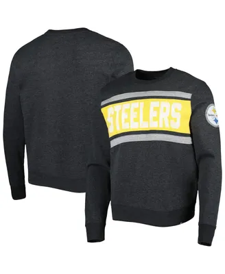 Men's '47 Brand Heathered Black Pittsburgh Steelers Bypass Tribeca Pullover Sweatshirt