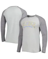 Men's Concepts Sport Heather Gray Los Angeles Chargers Ledger Raglan Long Sleeve Henley T-shirt