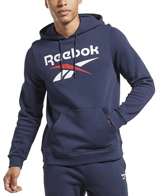 Reebok Men's Identity Classic-Fit Stacked Logo-Print Fleece Hoodie