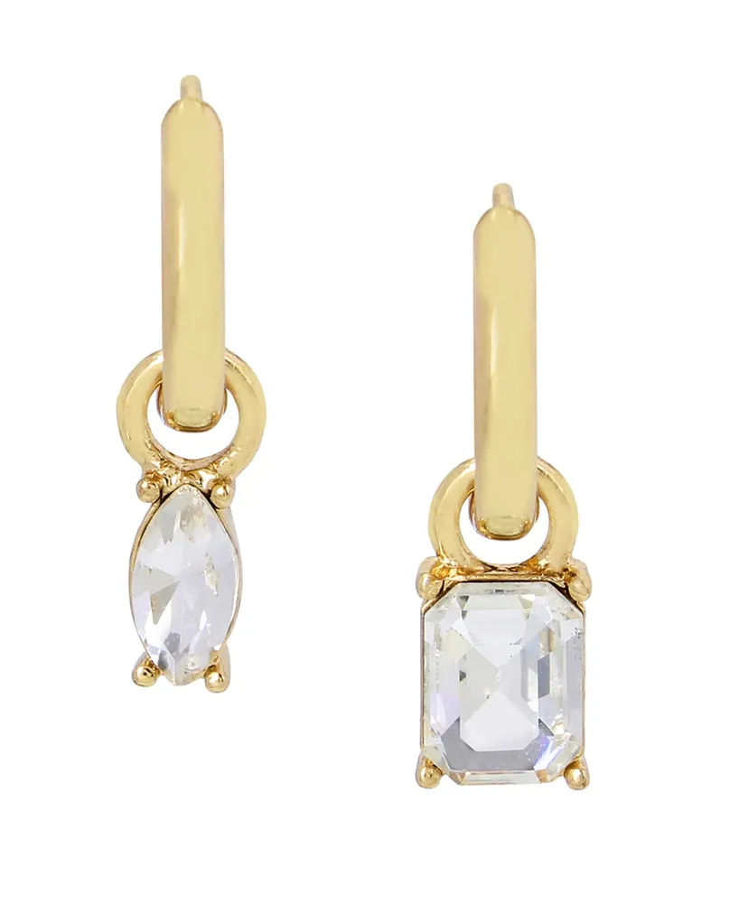 Steve Madden Crystal Gold-tone Stone Dangle Huggies Earring