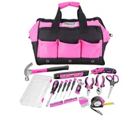 43 Piece Essential Tool Set with Pink Bag and Hand Tools