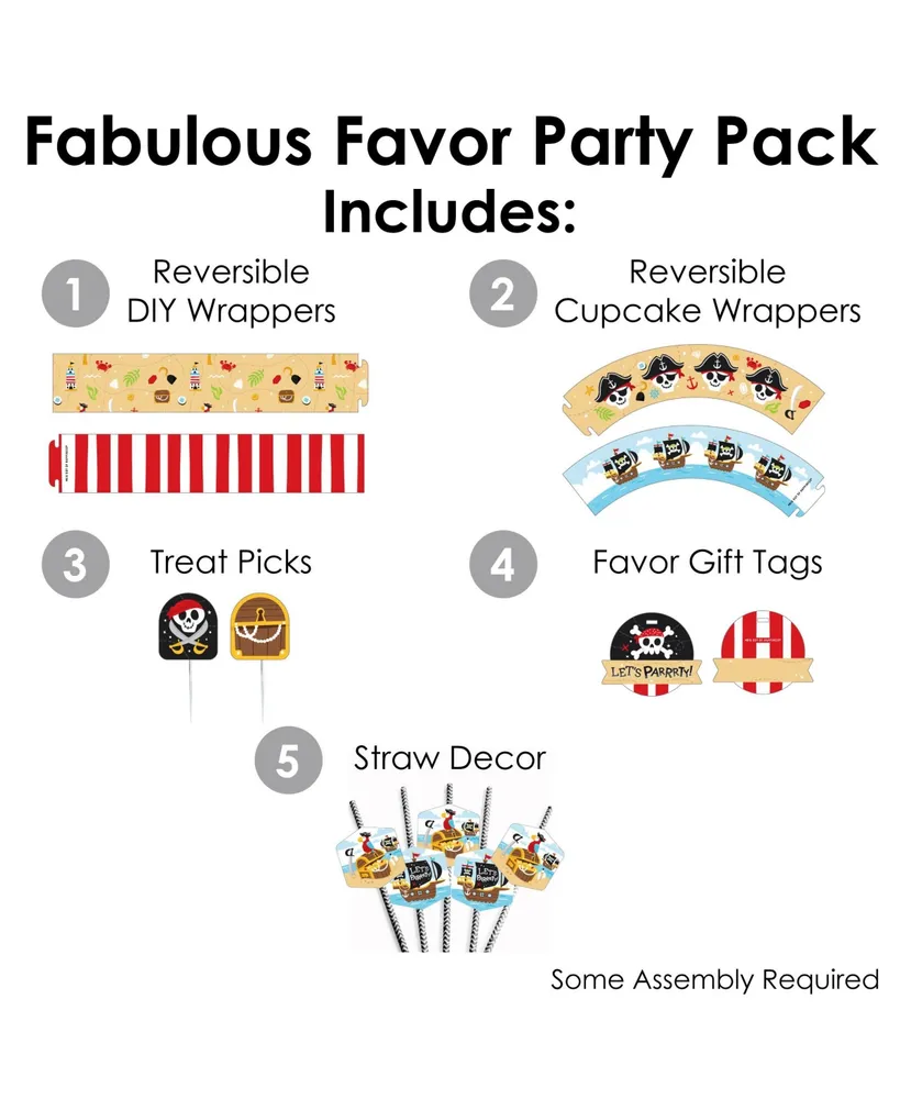 Pirate Ship Adventures Birthday Party Cupcake Fabulous Favor Party Pack 100 Pc - Assorted Pre