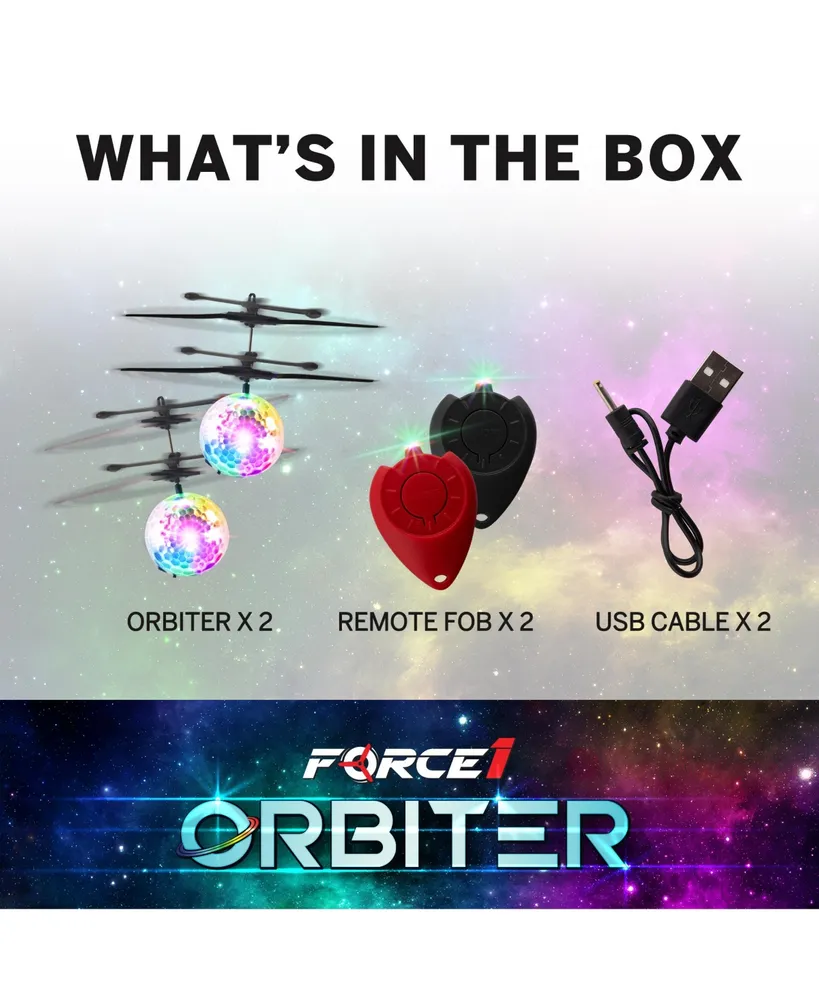 Force1 Orbiter Flying Orb Ball Hand Operated Drones for Kids - 2 Pack