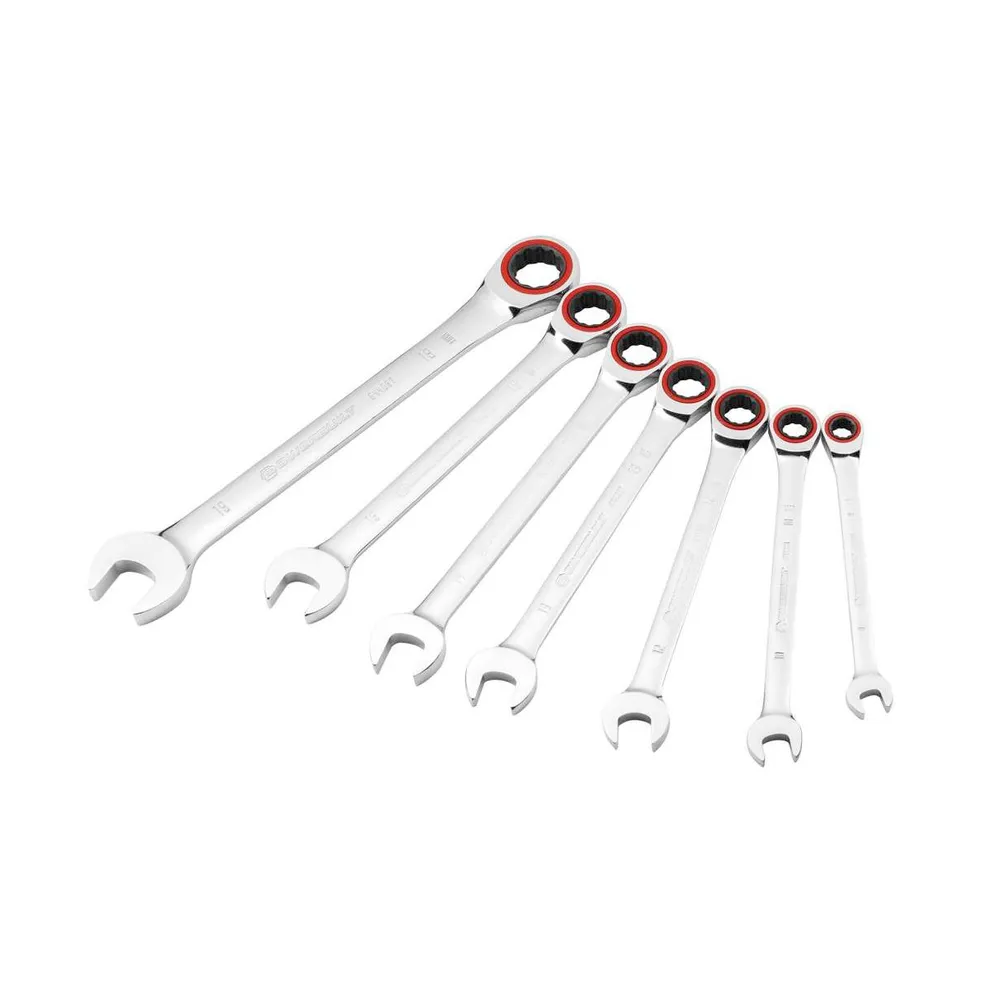 Powerbuilt 7 Piece Metric 100 Tooth Ratcheting Wrench Set