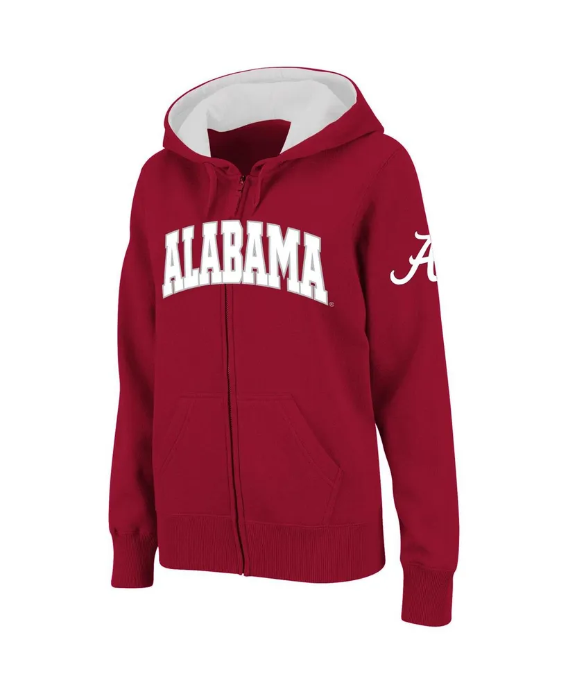 Women's Stadium Athletic Crimson Alabama Tide Arched Name Full-Zip Hoodie