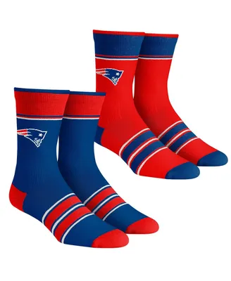 Men's and Women's Rock 'Em Socks New England Patriots Multi-Stripe 2-Pack Team Crew Sock Set