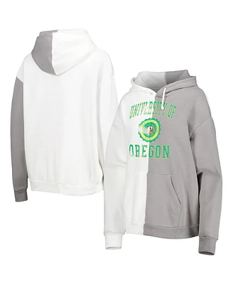 Women's Gameday Couture Gray, White Oregon Ducks Split Pullover Hoodie