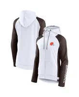 Women's Fanatics White, Brown Cleveland Browns End Around Raglan Full-Zip Hoodie