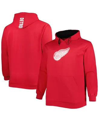 Men's Red Detroit Red Wings Big and Tall Fleece Pullover Hoodie