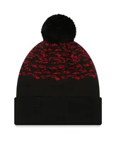 Men's New Era Black Manchester United Marl Cuffed Knit Hat with Pom