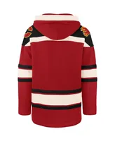 Men's '47 Brand Red Calgary Flames Superior Lacer Team Pullover Hoodie