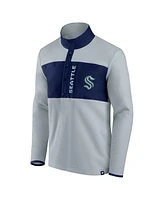 Men's Fanatics Gray, Deep Sea Blue Seattle Kraken Omni Polar Fleece Quarter-Snap Jacket