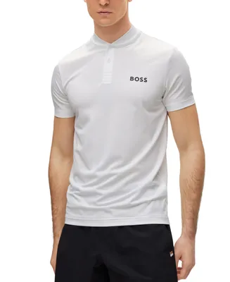 Boss by Hugo Boss Men's Boss by Hugo Boss x Matteo Berrettini Slim-Fit Polo Shirt with Bomber-style Collar