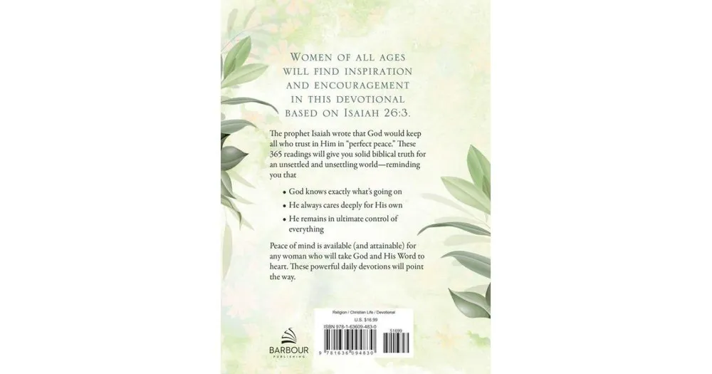 Daily Devotions for Peace of Mind: 365 Meditations For Women by Barbour Publishing
