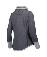 Women's Tommy Bahama Heathered Black Washington Commanders Sport Sun Fade Full-Zip Sweatshirt