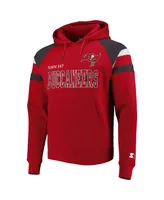 Men's Starter Red Tampa Bay Buccaneers Draft Fleece Raglan Pullover Hoodie