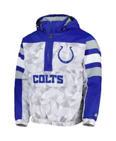 Men's Starter White, Royal Indianapolis Colts Thursday Night Gridiron Raglan Half-Zip Hooded Jacket
