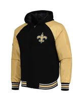 Men's G-iii Sports by Carl Banks Black New Orleans Saints Defender Raglan Full-Zip Hoodie Varsity Jacket