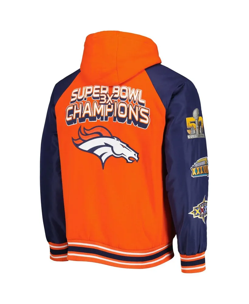 Men's G-iii Sports by Carl Banks Orange Denver Broncos 3x Champions Defender Raglan Full-Zip Hoodie Varsity Jacket