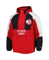 Men's Starter Red Atlanta Hawks Body Check Raglan Hoodie Half-Zip Jacket