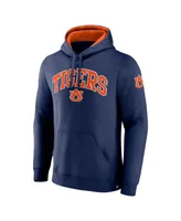 Men's Fanatics Navy Auburn Tigers Arch & Logo Tackle Twill Pullover Hoodie