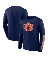 Men's Fanatics Navy Auburn Tigers Double Time 2-Hit Long Sleeve T-shirt