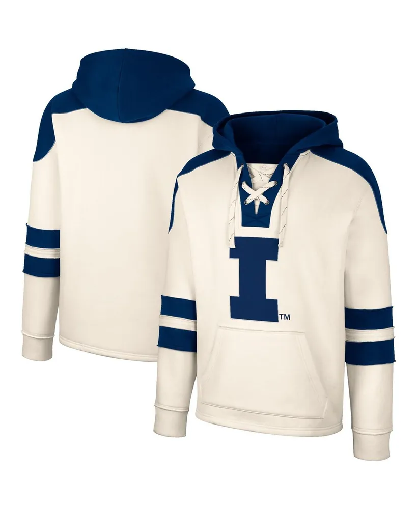 Men's Colosseum Cream Illinois Fighting Illini Lace-Up 4.0 Vintage-Like Pullover Hoodie