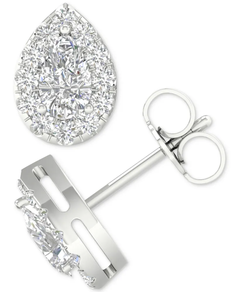 Diamond Pear-Cut Halo Stud Earrings (3/4 ct. t.w.) in 14k White Gold