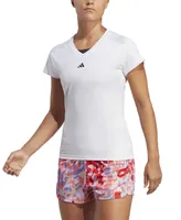 adidas Women's Training Moisture-Wicking Logo V-Neck T-shirt