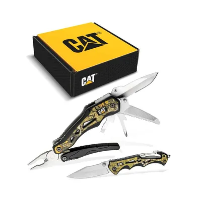 Cat 2 Piece Multi-Tool and Knife Gift Box Set with Real Tree Camo