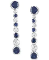 Sapphire (3-1/6 ct. t.w.) & White Sapphire (1 ct. t.w.) Linear Drop Earrings in 14k White Gold