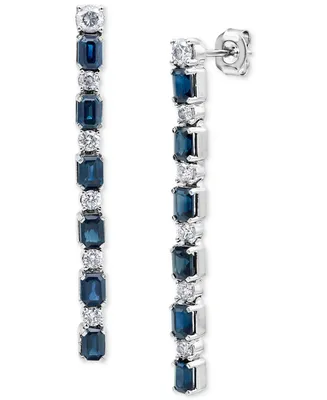 Sapphire (3-5/8 ct. t.w.) & Diamond (3/4 ct. t.w.) Linear Drop Earrings in 14k White Gold