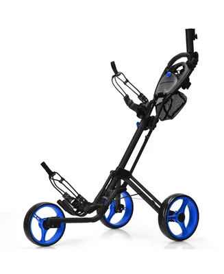Folding 3 Wheels Golf Push Cart W/Brake Scoreboard Adjustable Handle