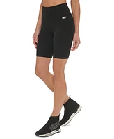 Dkny Sport Women's High Waist Metallic Logo Print Bicycle Shorts