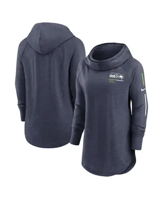 Women's Nike College Navy Seattle Seahawks Minimal Statement Raglan Funnel Neck Pullover Hoodie