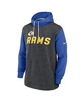 Men's Nike Heathered Charcoal, Royal Los Angeles Rams Surrey Legacy Pullover Hoodie