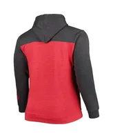 Fanatics Men's Heathered Red, Black Chicago Bulls Big and Tall Down Distance Full-Zip Hoodie