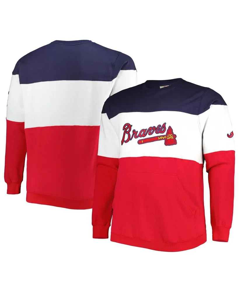 Men's Nike Navy Atlanta Braves Big & Tall Over Arch Pullover Hoodie