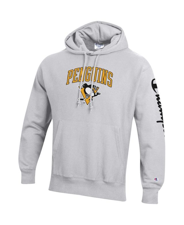 Men's Champion Heather Gray Pittsburgh Penguins Reverse Weave Pullover Hoodie
